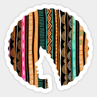 Afro Hair Woman with African Pattern, Black History Sticker